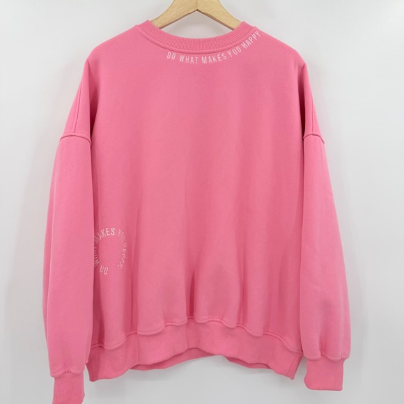 Sunkissed Coconut Tops - Sunkissed Coconut Pink Do What Makes You Happy Embroidered Sweatshirt Large